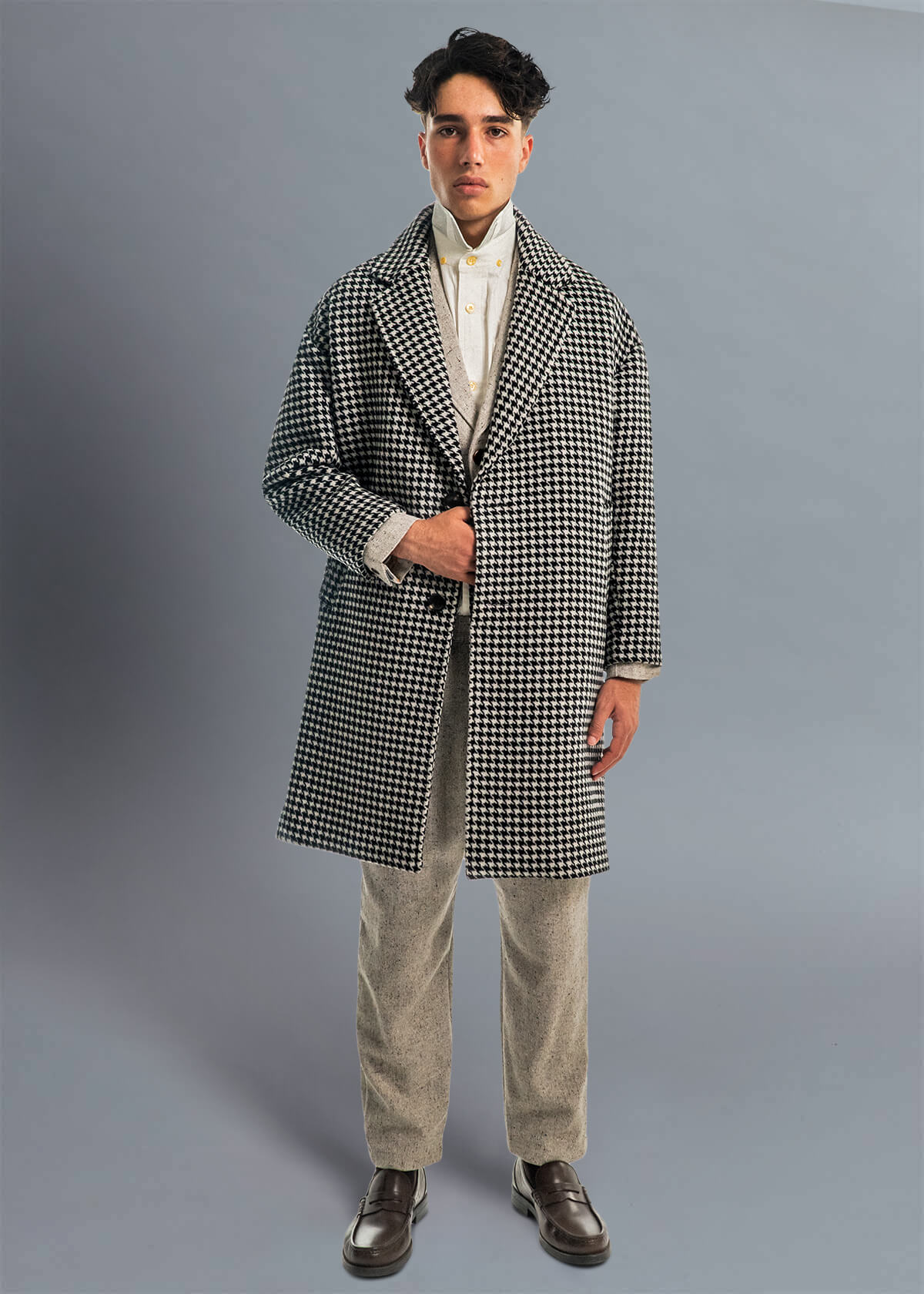 Houndstooth Button Vent Lapel Jacket