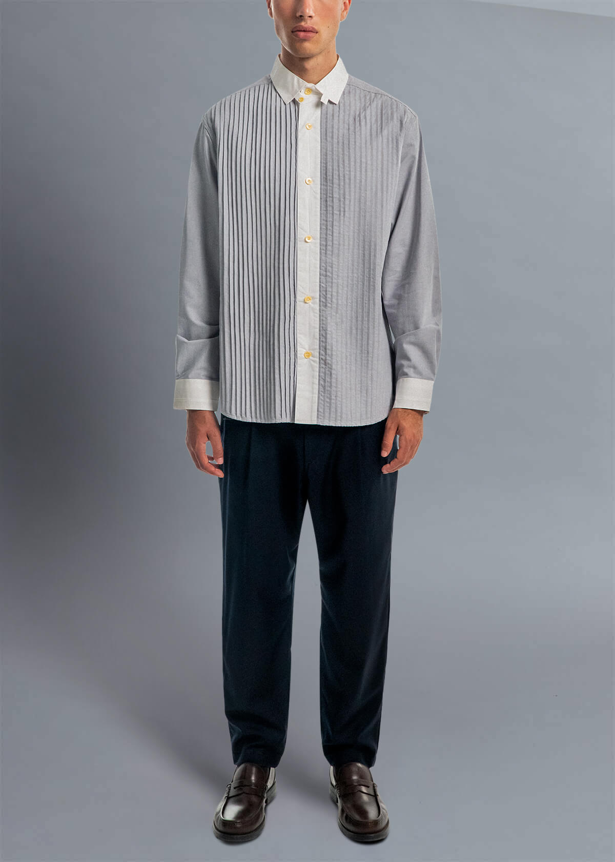 Ghost Mandarin Pin-Tuck