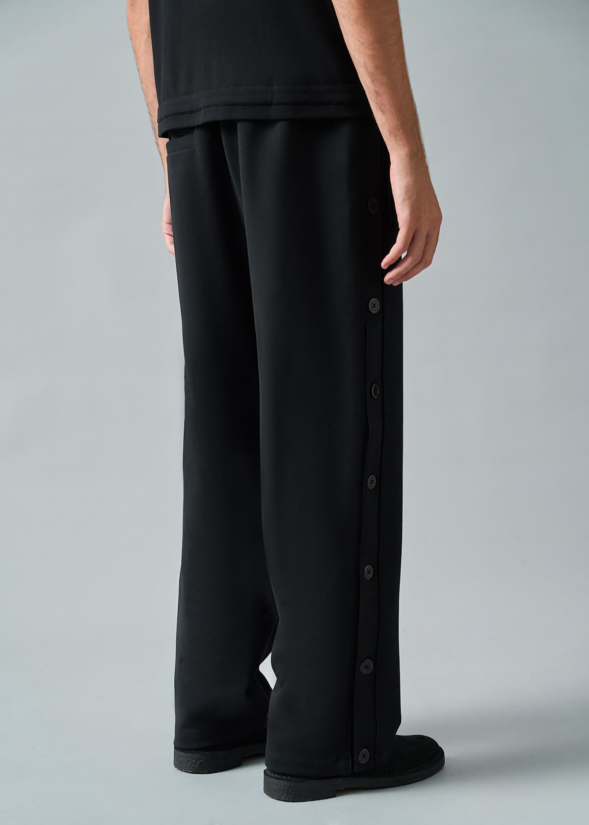 Side Button Knit Trouser Black