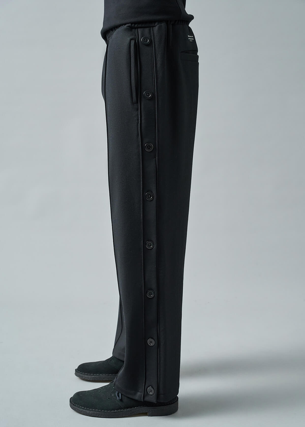 Side Button Knit Trouser Black