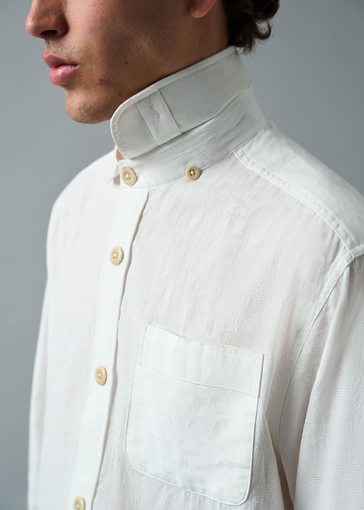 Jacquard Solid White Shirt