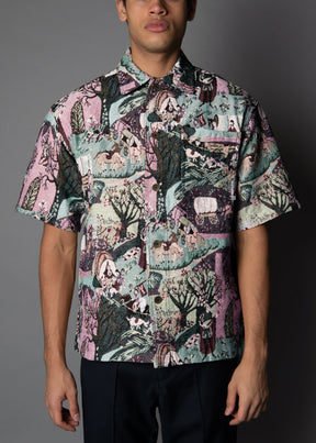 Pastoral Jacquard short sleeve men's shirt