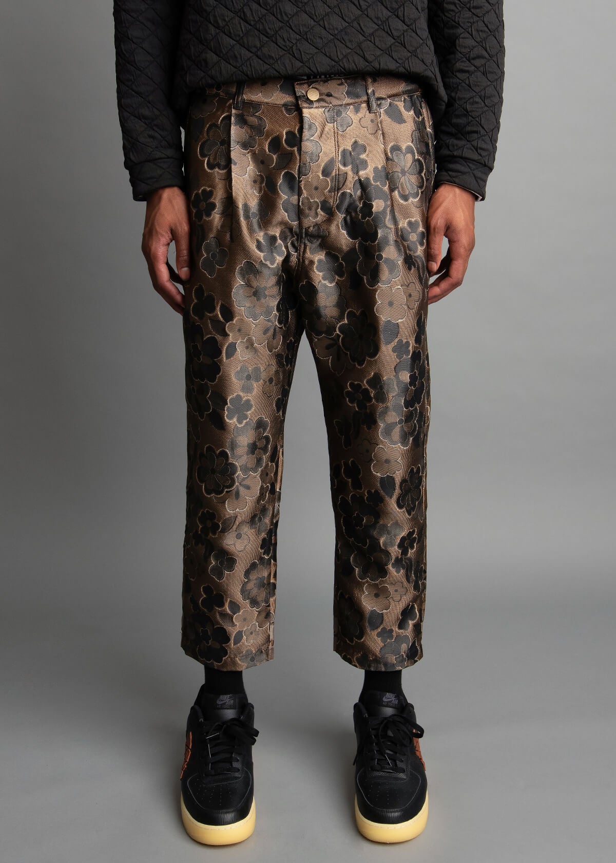 hand-woven bronze brocade men's pants