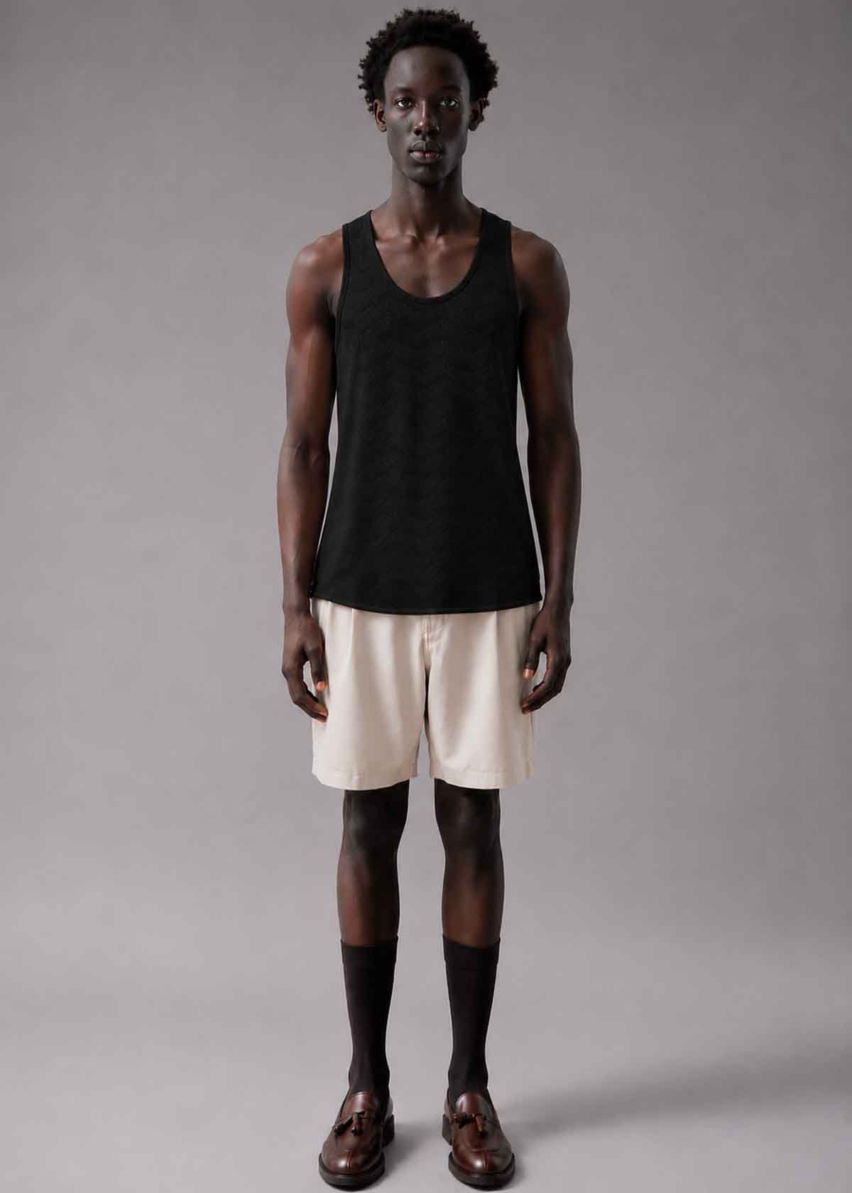 Open Weave Tank Black